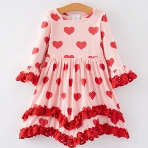 Pink and Red Heart Kids Casual Dress